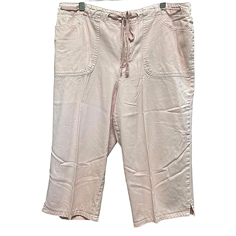Vintage Gloria Vanderbilt Pink Capri Drawstring Pants Size 14